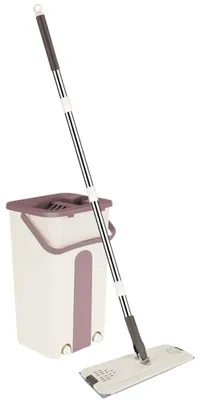 Obrázek produktu pro Mop, otočná hlavice o 360°, kbelík s dvojitou komorou, tmavě khaki barva