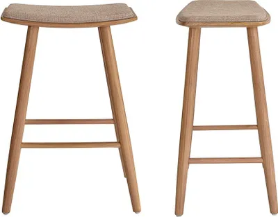 Produktbild von Set aus 2 Hockern aus massivem Teakholz 65cm