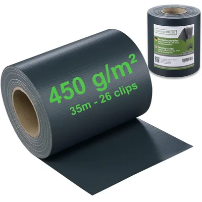 Produktbild von Sichtschutzgeflecht Doppelstabmattenzaun Sichtschutzmatte - 35 m - PVC - Anthrazit - 450 g/m²