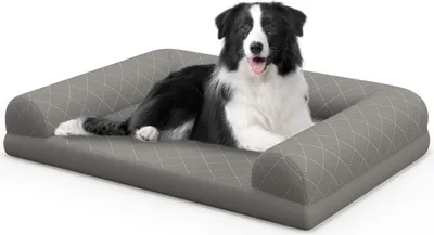 Immagine prodotto di COSTWAY 90x69x18 cm Letto ortopedico per cani, divano per cani con bordi laterali, morbido e lavabile, letto per gatti, divano per cani da interno grigio