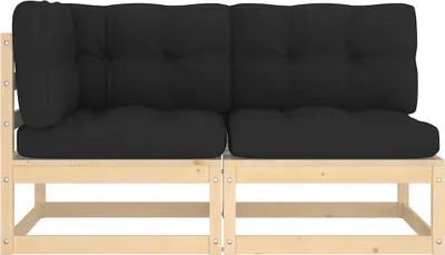 Produktbild von vidaXL 2-tlg. Garten-Lounge-Set mit Kissen Kiefer Massivholz