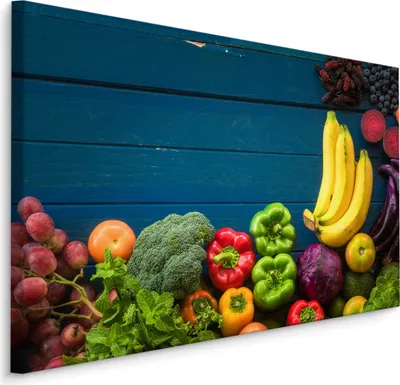 Produktbild von Fabelhafte Canvas LEINWAND BILDER 40x30 cm XXL Kunstdruck Essen Obst Gemüse Holz