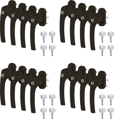 16 x Alu Fenstergriff in Braun RAL 8019 abschließbar - Stiftlänge 35mm