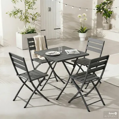 Produktbild von home24 Gartenessgruppe - 5-teilig - Stahl - Anthrazit