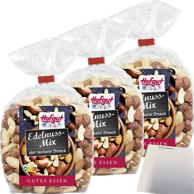 Produktbild von Hofgut Edel-Nuss-Mix 3er Pack (3x400g Beutel) + usy Black