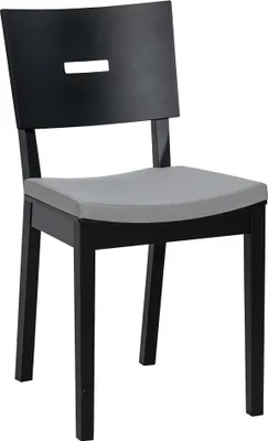 Produktbild von Stuhl gepolstert, Eiche massiv, Farbe: Schwarz - Abmessungen: 86 x 43 x 50 cm (H x B x T)
