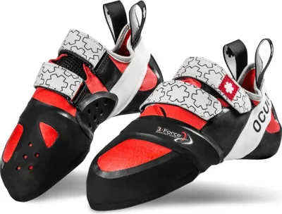 Ozone Kletterschuhe von Ocun; rot-schwarz mit Klettverschluss; geeignet für Klettern.