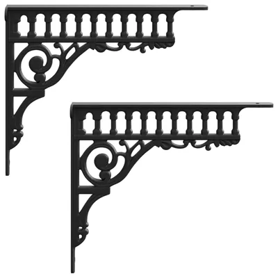 Productafbeelding van Wandplankbeugels, 2 stuks, zwart, 27,5 x 23 x 4 cm, staal