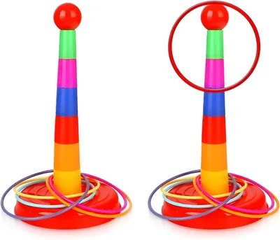 Produktbild von Kinderwurfspiel, 2 Turmpfosten, 24 Ringe, Geschicklichkeitsspiel, für draußen