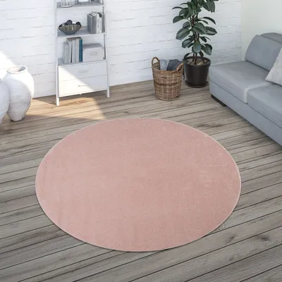 Produktbild von Teppich Wohnzimmer Einfarbig Schlicht Und Modern Kurzflor, Versch. Größen Farben Grösse 120 cm Rund