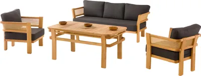 Produktbild von Gartenmöbel Set Schwarz Holz Textil Modern für Außenbereich