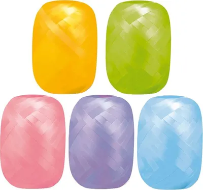 Produktbild von 5 Rollen pastell Geschenkbänder Schleifenband Kräuselband bunt