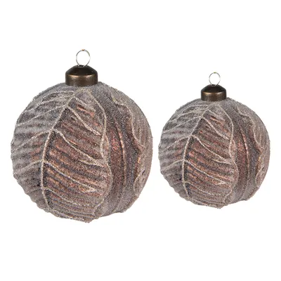 Produktbild von Clayre & Eef Weihnachtskugel 2er Set Ø 10 / Ø 8 cm Braun Glas
