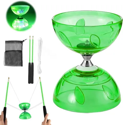 Productafbeelding van Diabolo yoyo vrijloper met kogellagers - Drievoudige opbergset - 4 kleuren - LED-diabolo met kogellagers