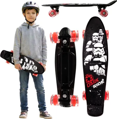 Produktbild von STAR WARS Stormtrooper Mini-Skateboard für Kinder 55 cm, rutschfestes Deck, belastbar 20–50 kg
