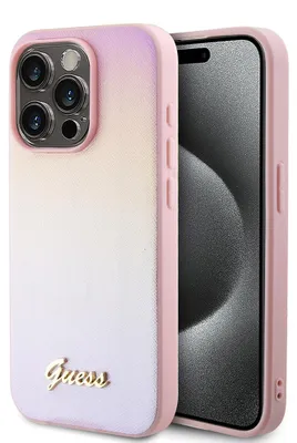 Zdjęcie produktu dla Guess GUHCP15XPSAIRSP iPhone 15 Pro Max 6.7 różowy/pink hardcase Saffiano Iridescent Script