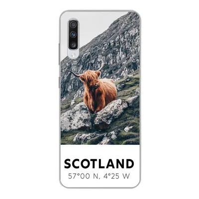 Produktbild von MuchoWow® Handyhülle Schutzhülle Hülle für Samsung Galaxy A70 Schottland - Schottische Highlander - Berge Silikon Softcase Handy Hülle - Schutzhaube