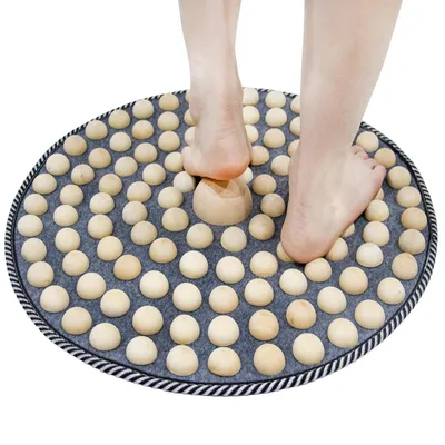Produktbild von Akupressurmatte Fuß, 50 cm Holz-Fußakupressurmatte, ergonomische Fußmassagematte zur Fußentspannung, faltbares Druckpunktpolster