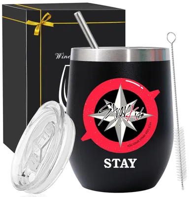 Thermobecher 355 ml schwarz Edelstahl mit Deckel & Strohhalm