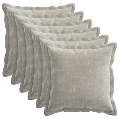 Zdjęcie produktu dla vidaXL Pokrowce na poduszki, 6 szt., HOUTEN, jasnoszary, 45 x 45 cm, materiał: welur