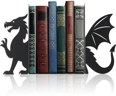 Produktbild von Buchstützen Drachen Design – Metall 2er Set