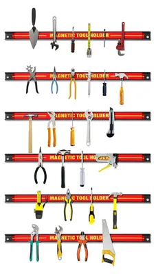 Produktbild von GOPLUS 6 Stück Magnetleiste, Magnet Werkzeughalter Rot, Werkzeug Halterung, Werkzeugleiste, Magnetischer Werkzeughalter ca.46cm, 13kg Tragkraft