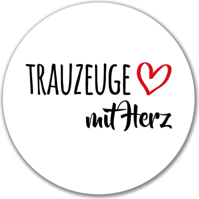 Produktbild von Huuraa Aufkleber Trauzeuge mit Herz 10cm rund Sticker Geschenkidee