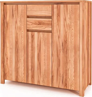 Produktbild von Kommode Tinci aus Kernbuche massiv 115x45x112 m. 3 Türen 2 Schubladen Holzbeinen