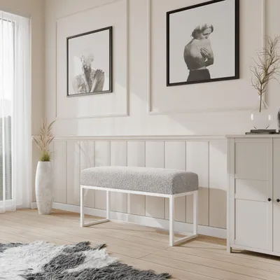 Produktbild von Moder Moderne gepolsterte Sitzbank mit stabilem Metallgestell – ideal für Flur, Schlafzimmer, Wohnzimmer oder Ankleidezimmer. 80 CM