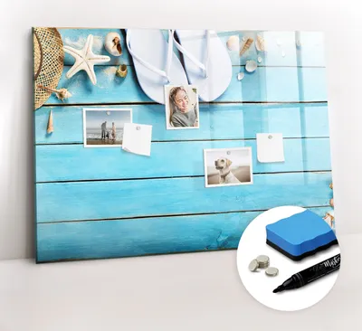 Produktbild von Magnetpinnwand Memoboard - Zubehörsatz - Schwarzer Marker + Schwamm + Magnete - 100 x 70 cm - Urlaubsaccessoires