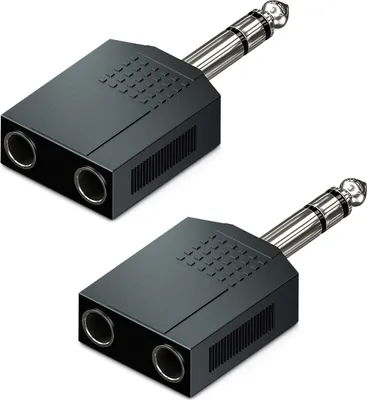 Produktbild von deleyCON 2 Stück 6,3mm Klinke Stereo Audio Adapter Verteiler 1x 6,3mm Klinke Stecker zu 2x 6,3mm Klinke Buchse Klinken Splitter Weiche HiFi Receiver Heimkino