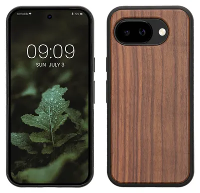 Produktbild von kwmobile Handyhülle für Google Pixel 10a Hülle Holz - Case mit TPU Bumper - Stoßfestes Hardcase - Schutzhülle Cover in Dunkelbraun