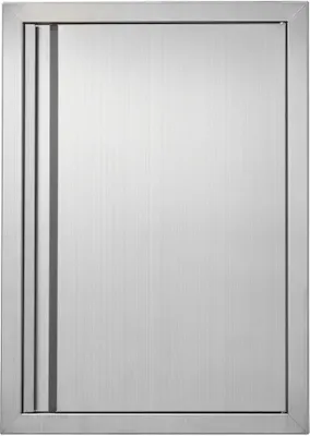 Obrázek produktu pro Nerezová dvířka pro přístup ke grilu - Vertikální dvířka na stěnu pro grilovací ostrůvek - 432 x 610 mm - Montáž pod omítku - Zatahovací madlo - Grilovací stanice, venkovní skříňka