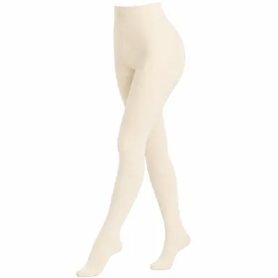 Produktbild von Damen Strumpfhose aus Baumwolle Glatt Unifarben Creme Größe 46-48, KI-generiertes Bild
