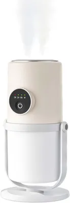 Produktbild von Tragbarer kleiner Luftbefeuchter - Kaltnebel-Luftbefeuchter mit 360° drehbarem Ständer, warmem Nachtlicht, 2/8-Stunden-Timerfunktion