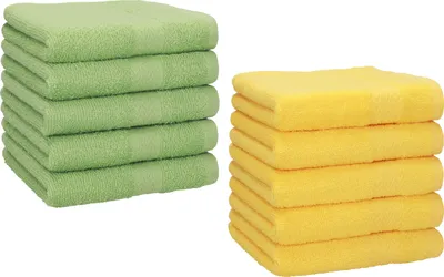 Produktbild von Betz 10 Stück Seiftücher 30x30 cm PREMIUM 100% Baumwolle Farbe: apfelgrün und gelb