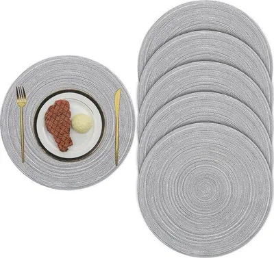 Produktbild von Runde Tischsets 6er-Set 38 cm aus Polypropylen und Baumwolle, rutschfest