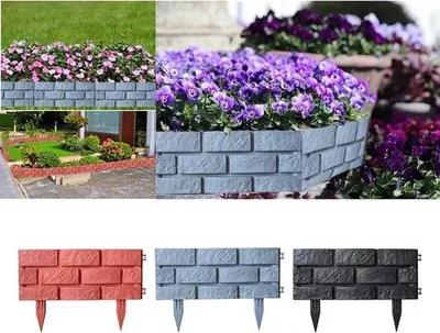 Produktbild von Famanu Gartenrand mit Steineffekt - 8er Set grau