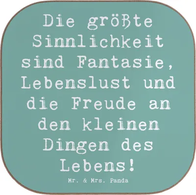 Produktbild von Mr. & Mrs. Panda Untersetzer für Gläser Spruch Sinnlichkeit und Freude - Meeresbrise - Geschenk, Coaster, gläseruntersetzer, Tischschoner, Zitat, Fantasie, Motivation