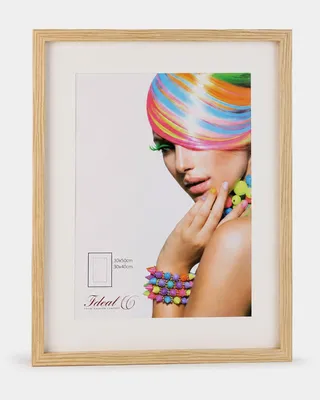 Produktbild von 3D Objektrahmen Bilderrahmen mit Passepartout & gehärtetem Glas Holz MDF Rahmen Foto Poster - Farbe: Natur | Format: 40x50