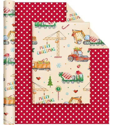Productafbeelding van Cadeaupapier, motief: graafmachine/tractor, voor kinderen, 1 rol, 43 cm x 10 meter