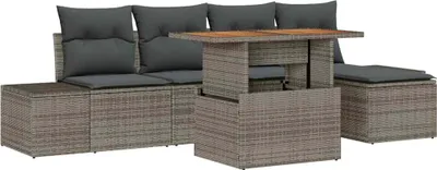 Obrázek produktu pro vidaXL Zahradní sedací souprava s úložným prostorem 6 ks Grey Poly Rattan