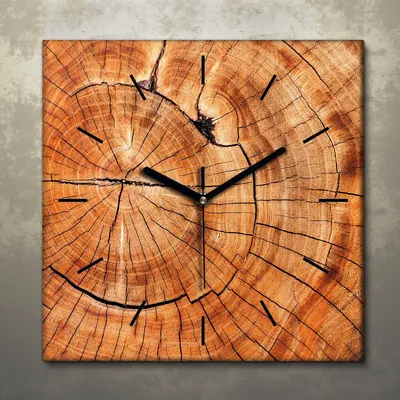 Produktbild von Wohnzimmer Leinwand Uhr Geräuschlos Küche 30x30 Baum, Holz, Motive, Textur, schwarze Zeiger