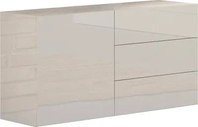Produktbild von Kommode Dcomuzz, Küchen-Sideboard mit 1 Tür und 3 Schubladen, Wohnzimmer-Buffet, Küchen-Sideboard, 100%  Italy, cm 110x40h35, glänzend weiß