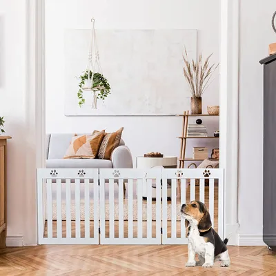 Produktbild von GOPLUS 3-teilig Hunde Absperrgitter, faltbares Schutzgitter, Konfigurationsgitter für Welpen, Hündchen & Katze, ohne Bohren