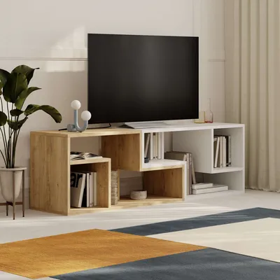 Zdjęcie produktu dla Stolik pod telewizor Houseland Glis dąb szafirowy/biały