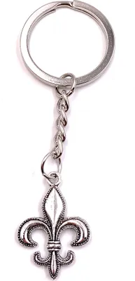 Obrázek produktu pro Onwomania Přívěsek na klíče Heraldický symbol lilie Stříbrný kovový přívěsek Charm