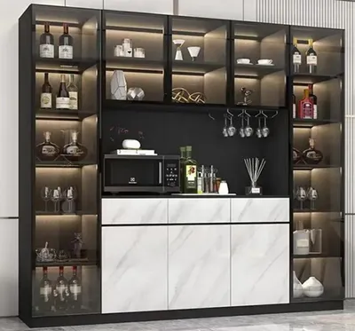 Zdjęcie produktu dla Elegancka czarna szafka na wino wykonana z drewna o nowoczesnym designie