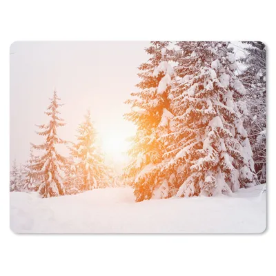 Produktbild von MuchoWow® Mauspad Mousepad Sonne - Bäume - Schnee 40x30 cm - Mousepads - Maus Mat - Pad - Mausunterlage - Anti Rutsch