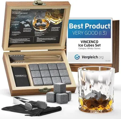 Produktbild von Wiederverwendbare Kühlsteine Set 12teilig für Whisky und Cocktails